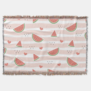 Red Watermelons, Hearts, Rand, Summer Mönster Filt