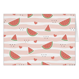 Red Watermelons, Hearts, Rand, Summer Mönster Hälsningskort