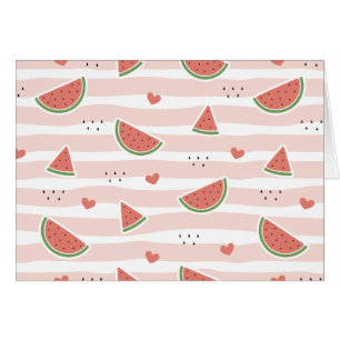 Red Watermelons, Hearts, Rand, Summer Mönster Hälsningskort