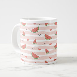 Red Watermelons, Hearts, Rand, Summer Mönster Jumbo Mugg