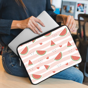 Red Watermelons, Hearts, Rand, Summer Mönster Laptop Fodral
