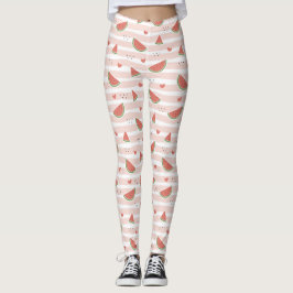 Red Watermelons, Hearts, Rand, Summer Mönster Leggings