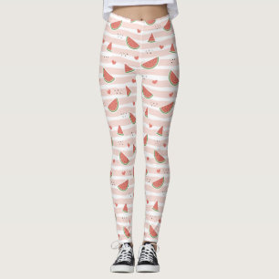 Red Watermelons, Hearts, Rand, Summer Mönster Leggings
