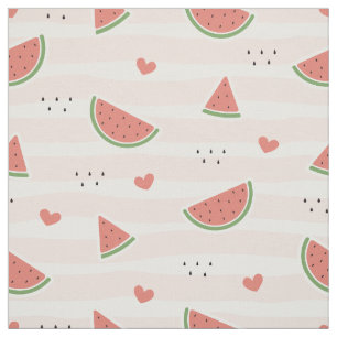 Red Watermelons, Hearts, Rand, Summer Mönster Tyg
