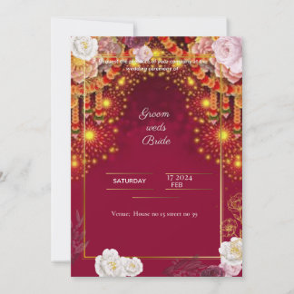 Red Wedding digital invitation e card design Inbjudningar
