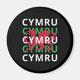Red Welsh Dragon Cymru Repeat Text Wales Roots Magnet