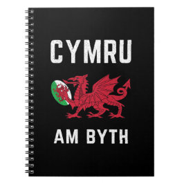 Red Welsh Dragon Cymru Roots Rugby Fläkt Wales Fla Anteckningsbok