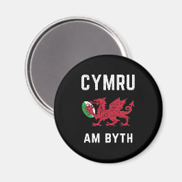 Red Welsh Dragon Cymru Roots Rugby Fläkt Wales Fla Magnet