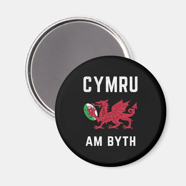 Red Welsh Dragon Cymru Roots Rugby Fläkt Wales Fla Magnet (Front/Back)