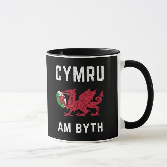 Red Welsh Dragon Cymru Roots Rugby Fläkt Wales Fla Mugg (Höger)