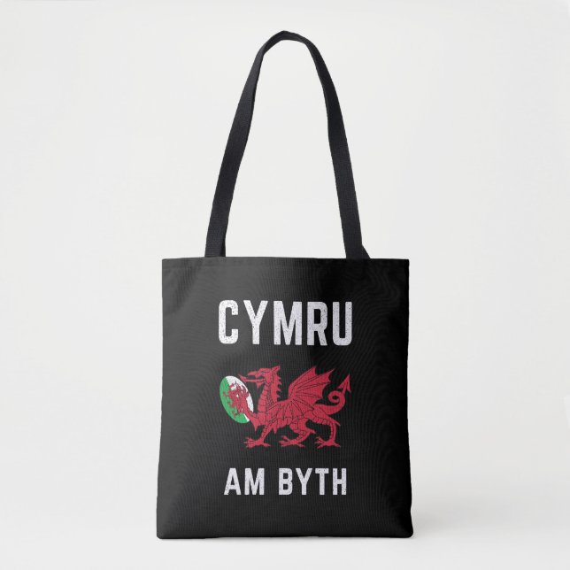 Red Welsh Dragon Cymru Roots Rugby Fläkt Wales Fla Tygkasse (Framsida)