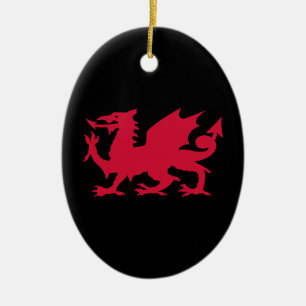 Red Welsh Dragon Julgransprydnad Keramik