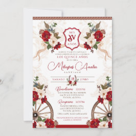 Red Western Elegant Baroque Charro Quinceañera Inbjudningar