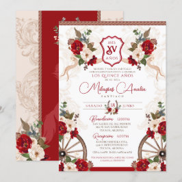Red Western Elegant Baroque Charro Quinceañera Inbjudningar
