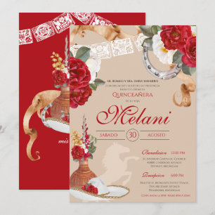 Red Westernare Ro Charro Ranchero Quinceanera Inbjudningar