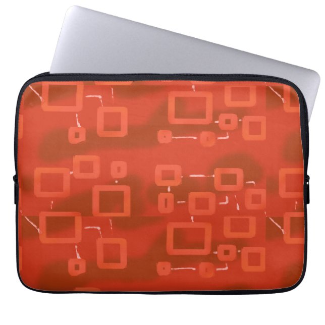 Red Whimsical Geometric Abstract Laptop Fodral (Framsidan)
