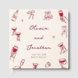 Red Whimsical Hand plockade Bröllop Gästböcker