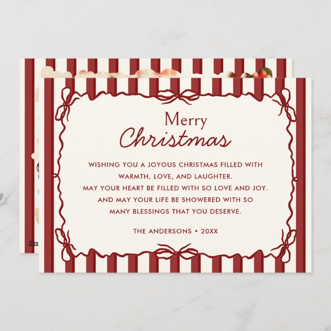 Red Whimsical Hand plockade Doodle-julfoto Julkort (Fram/baksida)