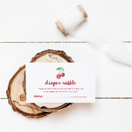 Red Whimsical Retro Cherries | Diaper Raffle Tilläggskort