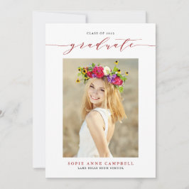 Red Whimsical Script 2022 Photo Studenten Meddelande