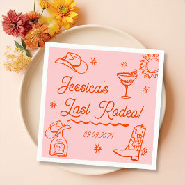 Red Whimsical Western Cocktail Bachelorette Party Pappersservett
