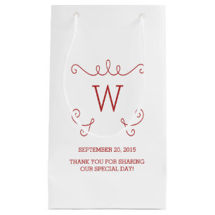Red Whimsious Flourish Monogram Gift Bag