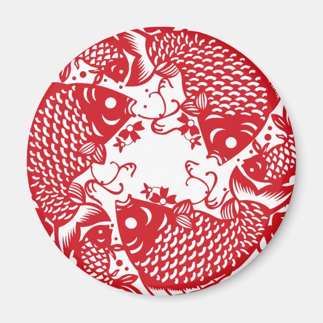 Red Whirling Koi Carp Fish Group Anpassningsbar Ma Magnet (Framsidan)