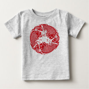 Red Whirling Koi Carp Fish Group Baby Bodykostydrä T Shirt