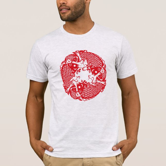 Red Whirling Koi Carp Fish Group Classic Manar T Shirt (Framsida)