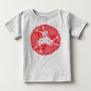 Red Whirling Koi Carp Fish Group Småbarn Tee Shirt