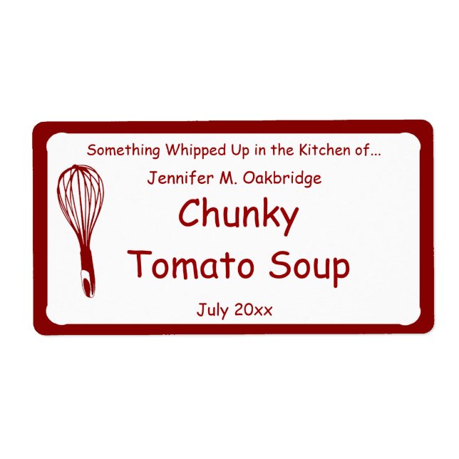 Red Whisk Personlig Homemade Food Fraktsedel (Framsidan)