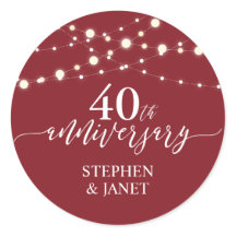 Red & White 40:e Bröllop Anniversay Firande