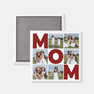 Red & White 6 Photo Collage Mamma Magnet