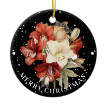 Red & White Amaryllis på Black God jul