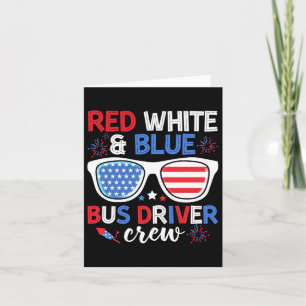 Red White& Blue Buss Driver Crew 4:e juli S Kort