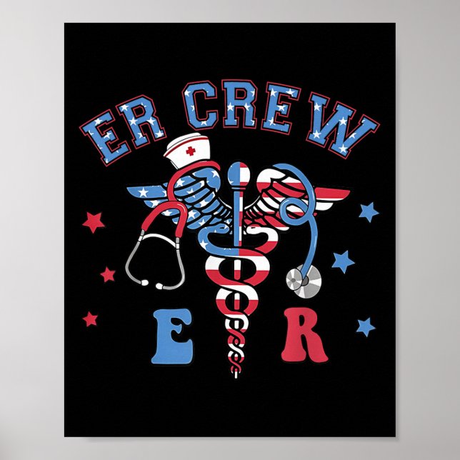 Red White &amp; Blue Er Crew Funny Nurse Akut Poster (Framsidan)