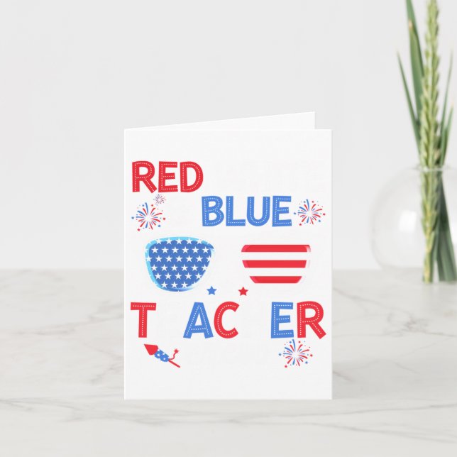 Red White &amp; Blue Teacher Crew 4:e juli Sung Kort (Framsida)