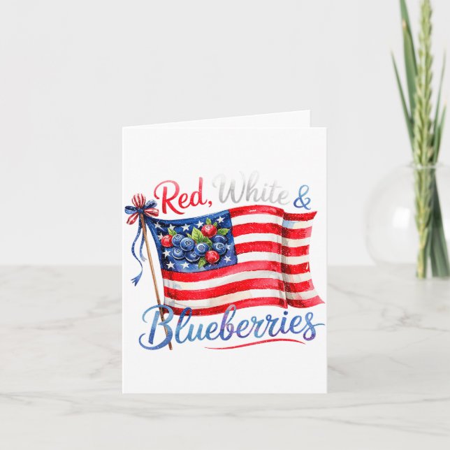 Red White &amp; Blueberries Coquette Flag Bow Men  Kort (Framsida)