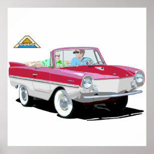 Red-White Amphicar Poster