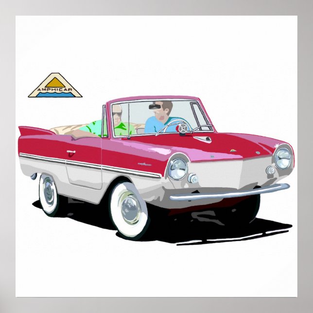 Red-White Amphicar Poster (Framsidan)