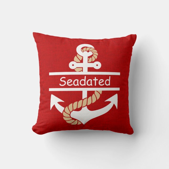Red White Anchor Nautical Dekorativ kudde (Framsida)