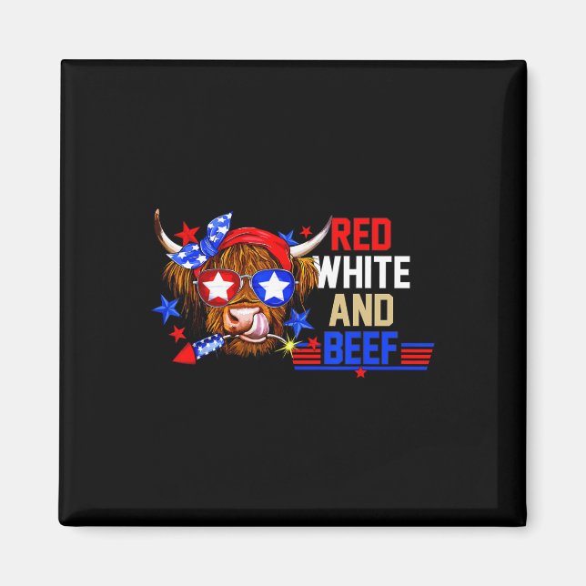 Red White and Beef 4:e juli, amerikanska FLA Magnet (Framsidan)