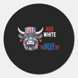 Red White and Beef USA flagga 4:e juli Cow Runt Klistermärke