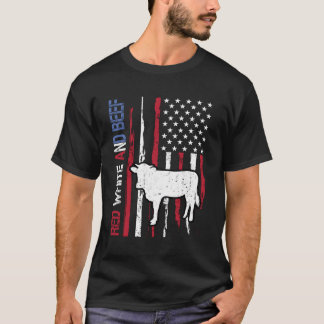 Red White and Beef USA flagga 4:e juli Cow T Shirt