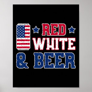 Red White and Beer Shirt - USA 4:e juli Drinkin Poster
