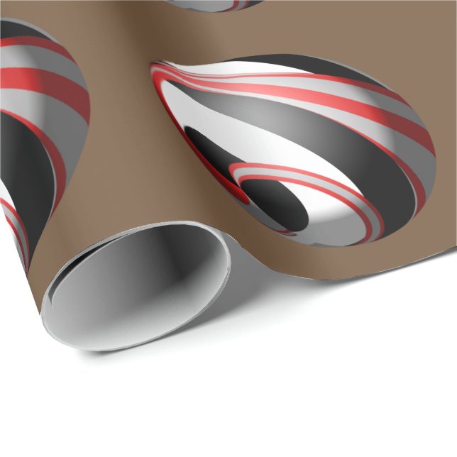 Red White and Black Stripe Boll Presentpapper (Rullad Hörn)