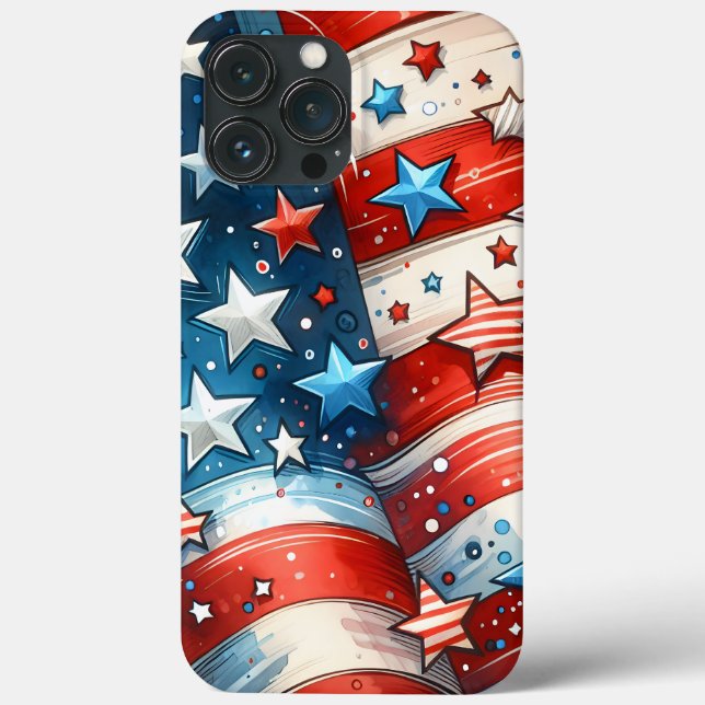 Red, White and Blue Abstrakt US Flagga Patriotic (Baksida)