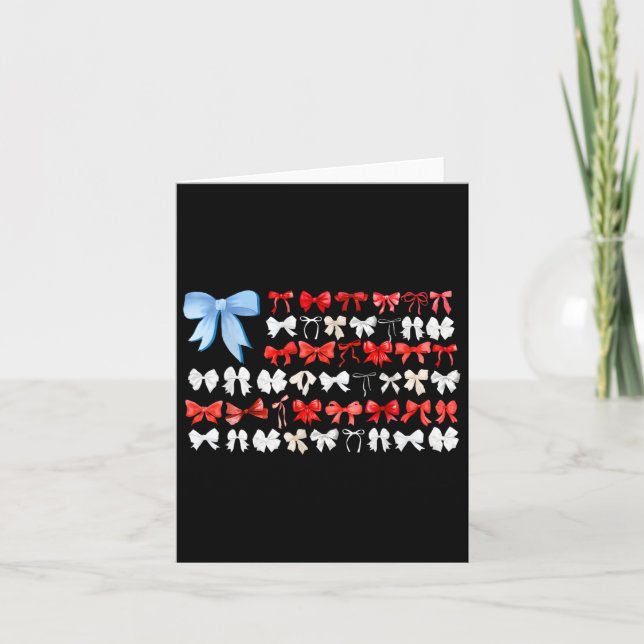 Red White and Blue American Coquette Bows Funny 4t Kort (Framsida)