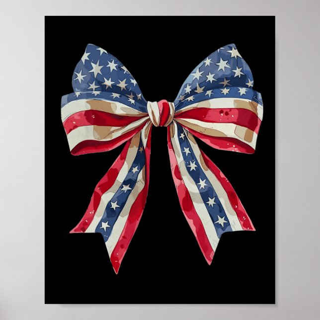 Red White and Blue American Coquette Bows Funny 4t Poster (Framsidan)