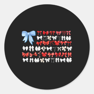 Red White and Blue American Coquette Bows Funny 4t Runt Klistermärke